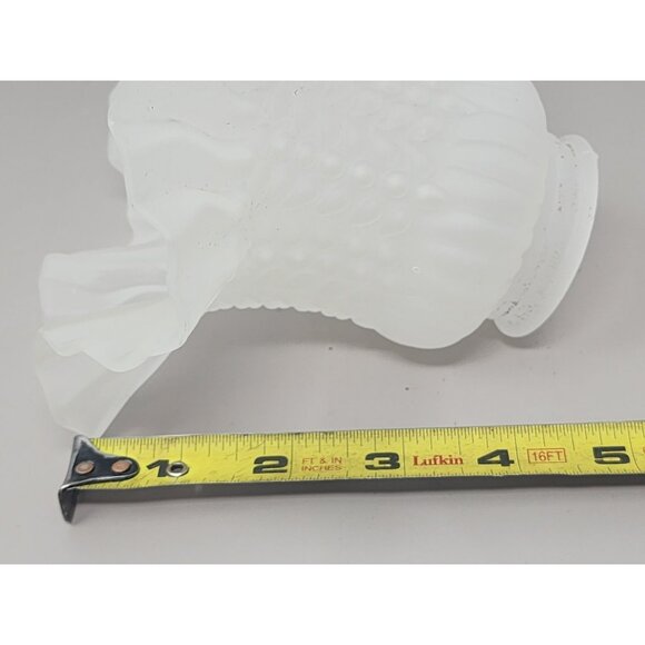 Lot Of 3 Vintage Ruffled Bell Shape Frosted Glass Shade Light Fixture - Picture 9 of 10